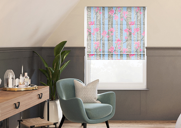 Birch Tree Velvet, Spring Pastels - Roman Blind - Image 3